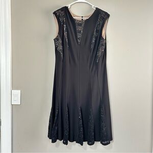R & M Richards Elegant Black Sequin Dress